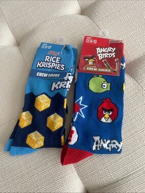 Angry Birds & Rice Krispies Men's Crew Socks - Blue